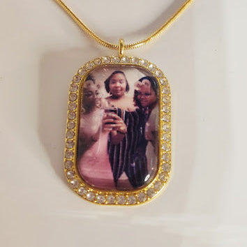Rectangle Rhinestone Photo Necklace