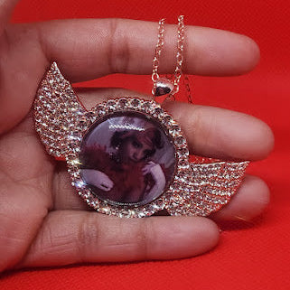 Angel Wing Rhinestone Photo Necklace