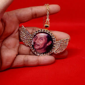 Angel Wing Rhinestone Photo Necklace