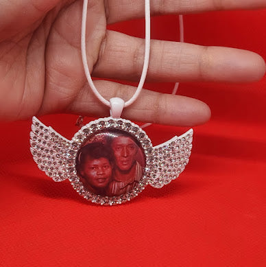 Angel Wing Rhinestone Photo Necklace