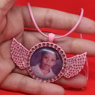 Angel Wing  Color Rhinestone Photo Necklace