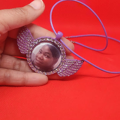 Angel Wing Rhinestone Photo Necklace
