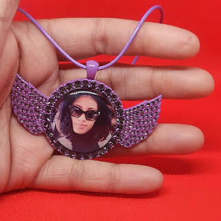Angel Wing  Color Rhinestone Photo Necklace
