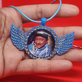 Angel Wing Rhinestone Photo Necklace