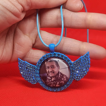 Angel Wing  Color Rhinestone Photo Necklace