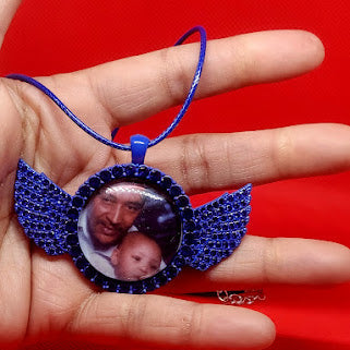 Angel Wing  Color Rhinestone Photo Necklace