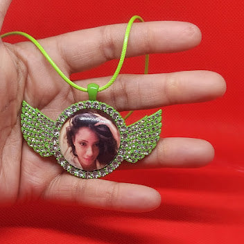 Angel Wing Rhinestone Photo Necklace