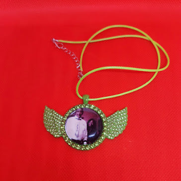 Angel Wing  Color Rhinestone Photo Necklace
