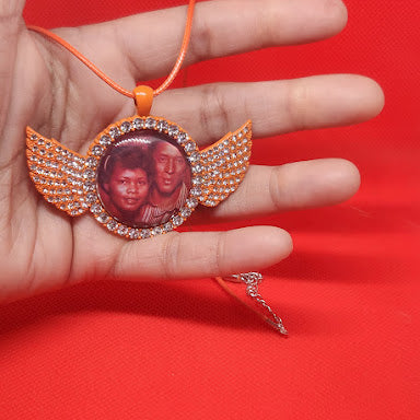 Angel Wing Rhinestone Photo Necklace