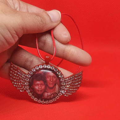 Angel Wing Rhinestone Photo Necklace