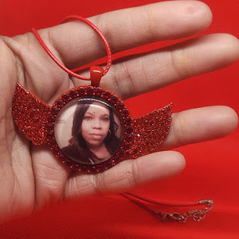 Angel Wing  Color Rhinestone Photo Necklace