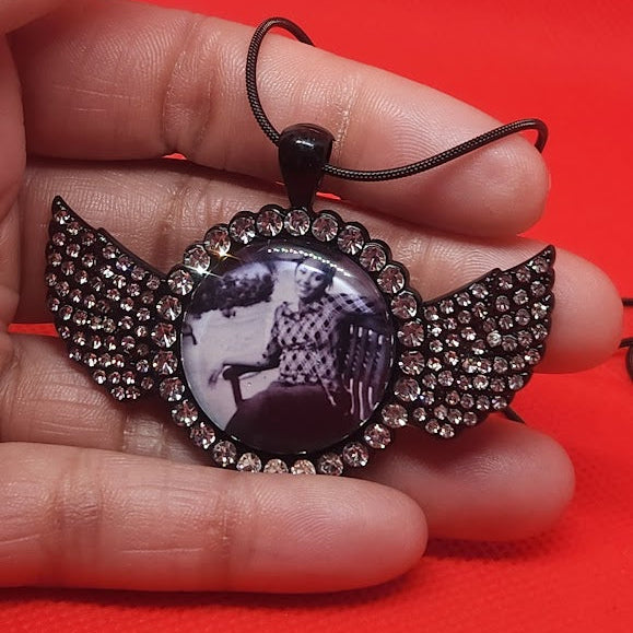 Angel Wing Rhinestone Photo Necklace