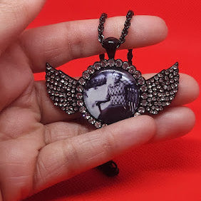 Angel Wing Rhinestone Photo Necklace