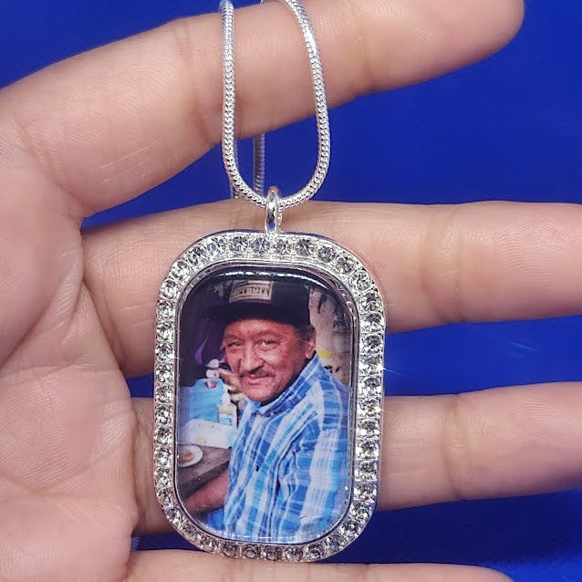 Rectangle Rhinestone Photo Necklace