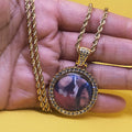 Circle Rhinestone Bezel Pendant Photo Necklace