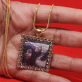 Square Rhinestone Photo Necklace
