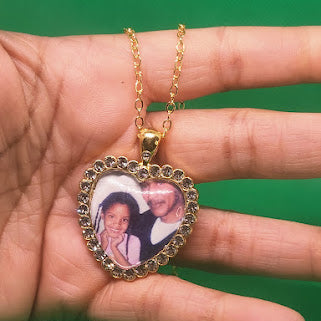 Heart Rhinestone Photo Necklace