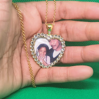 Heart Rhinestone Photo Necklace