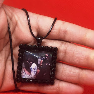 Square Rhinestone Photo Necklace