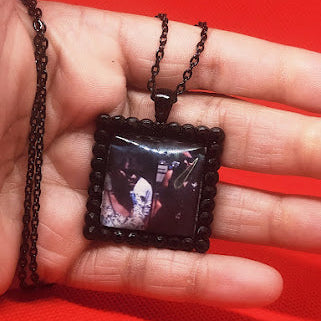 Square Rhinestone Photo Necklace