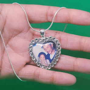 Heart Rhinestone Photo Necklace
