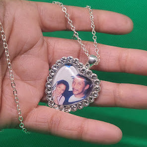 Heart Rhinestone Photo Necklace