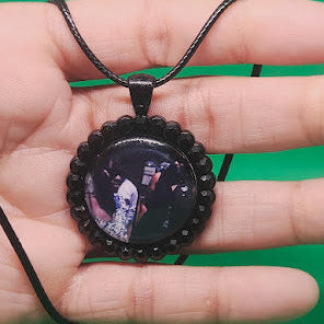 Circle Colorful Rhinestone Photo Necklace