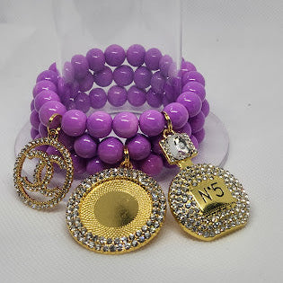 Purple Photo Bracelet Set