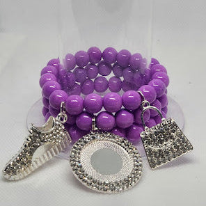 Purple Photo Bracelet Set