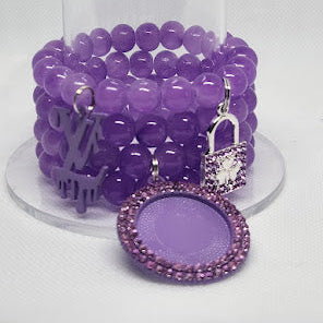 Purple Photo Bracelet Set