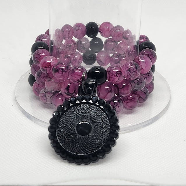 Purple Photo Bracelet Set