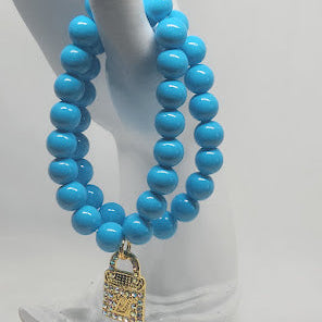 2 Piece Blue Charm Bracelet Set