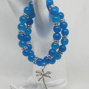 2 Piece Blue Charm Bracelet Set