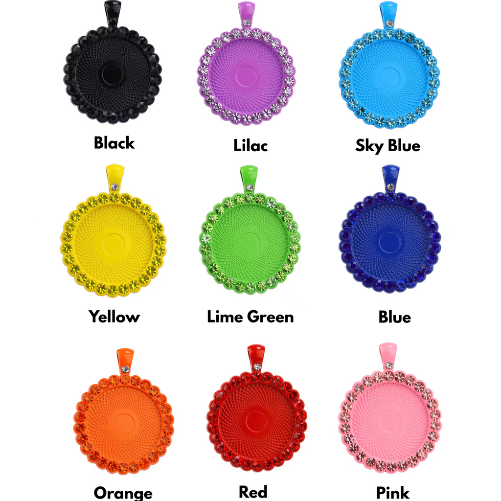 Circle Colorful Rhinestone Photo Necklace
