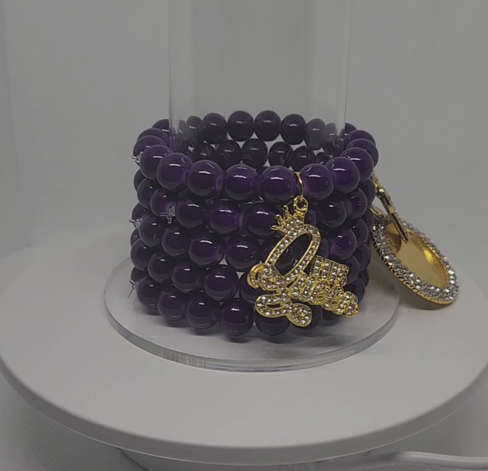 Purple Photo Bracelet Set